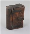 A late 17th / early 18th century treen snuff box, carved as a book, 3.5in.                                                             