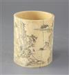 A Chinese ivory brush pot, 18th/19th century, 13.4cm high, repairs                                                                     