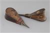 A pair of 18th century treen, leather and brass wig powdering bellows,                                                                 