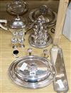 A quantity of plated ware to include two entree dishes and egg cruet                                                                   