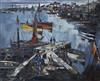 C. Ghazpides, oil on canvas, Fishing boats in harbour, signed, 52 x 64cm                                                               