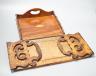 A Victorian walnufolding bookslide and an inlaid mahogany tray, largest 40cms wide.                                                                                                                                         