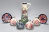 A Moorcroft iris pattern jug and two anenome dishes, together with four Cobridge vases                                                                                                                                      