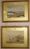 Henry Earp Senior, pair of watercolours, "A Cloudy Evening" and "Near Clayton", cattle in meadows, one signed 26 x 36cm                