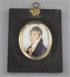 Early 19th century English School Miniature portrait of Colonel R. Ball, died c.1850 2.5 x 2in.                                        