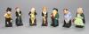 Seven Royal Doulton figures: Sam Weller, Sairey Gamp, David Copperfield, Pickwick, Fat Boy, Tony Weller and Uria Heep                                                                                                       