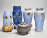 A Doulton teapot and four Doulton vases, 26cm                                                                                                                                                                               