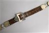 An Edwardian silver mounted leather belt by Army & Navy Cooperative Society Ltd, overall 73cm.                                         