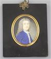 18th century English School Portrait miniature of a gentleman 3 x 2.5in.                                                               