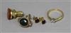 A group of gold mounted jewellery,                                                                                                     