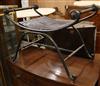 A wrought iron X shaped stool W.78cm                                                                                                   