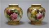 A pair of Royal Worcester vases, decorated with roses H.9.5cm                                                                          