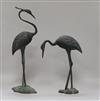 A pair of 19th century Chinese bronze models of cranes H.34cm.                                                                         