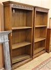 A pair of oak open bookcases W.99cm                                                                                                    