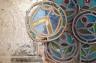 A selection of decorative stained glass panels.                                                                                                                                                                             