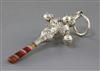 A late Victorian silver child's rattle by Crisford & Norris, 17cm.                                                                     