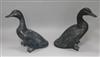 A pair of 19th century Chinese bronze models of geese H.18cm                                                                           