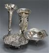 Two silver bonbon dishes and two silver posy vases.                                                                                    