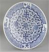 A Chinese blue and white charger, 19th century, diameter 49cm                                                                          