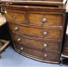 A Victorian mahogany five drawer bowfront chest W.102cm                                                                                