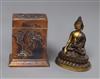 A Sino-Tibetan small bronze figure of Buddha and a Japanese card case                                                                  