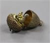 A Stuart Devlin style silver gilt surprise "acorn" pendant, Paul V. Morley, London, 1984?, 25mm.                                       