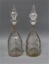 A pair of Victorian cut glass decanters                                                                                                