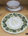 A 19th century Copeland Christmas dish, a Spode bowl and dish largest diameter 39.5cm                                                  