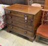 A George III mahogany dressing chest, with a fitted top drawer and later handles, width 91cm, depth 56cm, height 79cm                                                                                                       