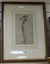 19th century English School Sketch of a standing female nude 32 x 18cm                                                                 