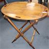 A 19th cnetury mahogany butler's tray on stand W.72cm                                                                                  