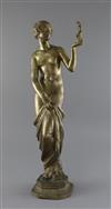 Joseph-Emmanuel Descombs Cormier (1869-1950). A bronze figure of Venus standing holding a matching statue, 18.25in.                    