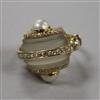 A Walsh Bros 9ct gold, diamond, split pearl and rock crystal? dress ring, size L.                                                      