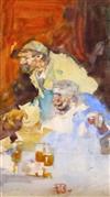 Sir Frank Brangwyn (1867-1956) 'Men at bar' 13 x 7.5in.                                                                                