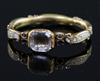 A George II gold, white enamel and rock crystal set mourning ring, size N.                                                             