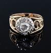 A Georgian gold, silver and rose cut diamond set cluster dress ring, size M.                                                           