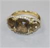 A Walsh Bros 18ct gold, diamond and smoky quartz dress ring, size K.                                                                   