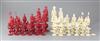 A 19th century Cantonese ivory chess set, king 7in.                                                                                    