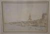 Sir Henry Rushbury (1889-1968), watercolour, Entrance to La Rochelle Harbour, signed, 25 x 37cm.                                       