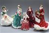 Seven Royal Doulton Christmas Day, Morn, Wish and Rose figurines                                                                       