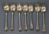 Seven assorted silver coffee spoons, 3 oz.                                                                                             