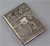 An early 20th century Chinese silver card case with embossed decoration and vacant cartouche, 10.4cm.                                  