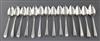 A harlequin set of fourteen George III silver Old English pattern dessert spoons, 13.5 oz.                                             