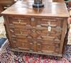 A 17th/18th century oak three drawer chest W.86cm                                                                                      