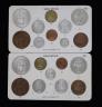 George VI specimen coin sets for 1944 and 1945, including the rare 1944 silver threepence, first coinage, all about EF or better                                                                                            