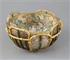A fine Japanese Satsuma pottery basket moulded bowl, by Kinkozan, Meiji period, Diam.21cm                                              