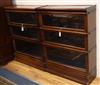 A Globe Wernicke mahogany three-section bookcase and a Globe Wernicke style bookcase W.86cm                                            