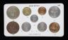 George VI nine coin specimen set for 1949, second issue, including the rare 1949 brass threepence (S4113), EF, rare in this grade or higher                                                                                 