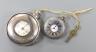 A 19th century silver pair cased half hunter keywind pocket watch, with two Roman dials, overall diameter 55mm, and a later engraved silver fob watch.                                                                      