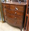 A Regency mahogany bow fronted chest of drawers W.106cm                                                                                